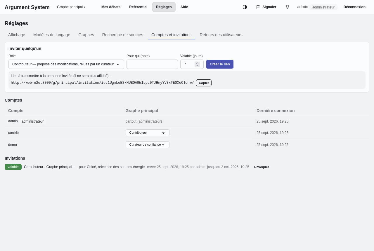 Comptes et invitations